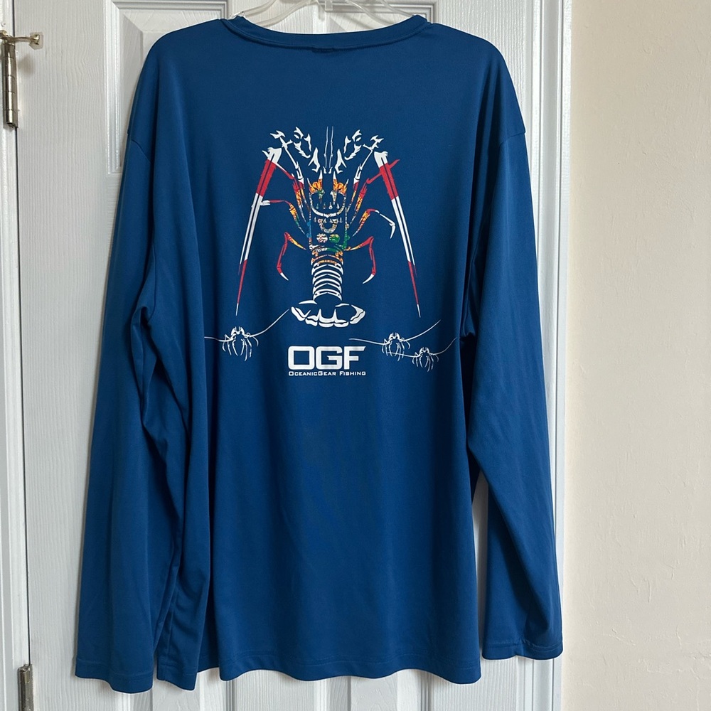 🦞 Graphic Blue Long Sleeve Men's Shirt